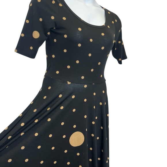 LuLaRoe Black & Tan Polka Dot Nicole Dress MEDIUM - Picture 1 of 11